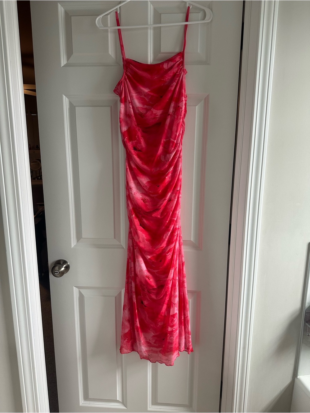 Pink Red Satin Cowl Slip Dress